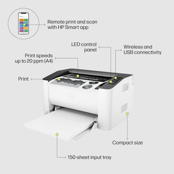 HP Laser 1008w Printer, Wireless, Single Function, Print